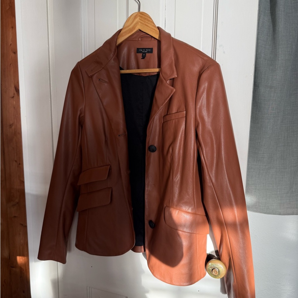 rag&vone Blazer Jacket - Brown leather